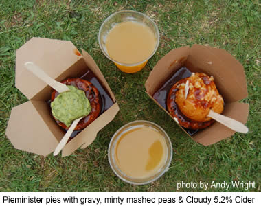 Pieminister pies and cider at the 2007 Green Man Festival.