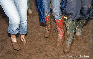  Iolo Penri photographs the mud at the 2007 Green Man Festival, in Brecon, Wales.